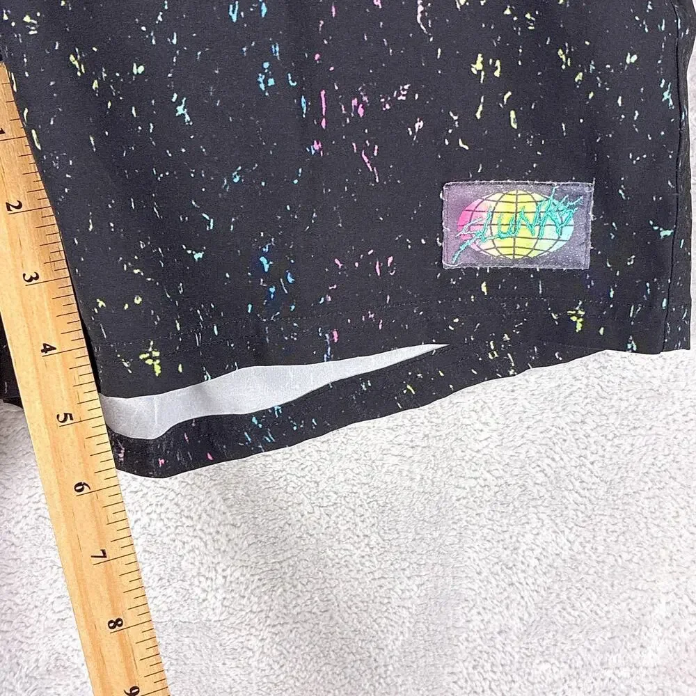 VTG Slunks Shorts Mens L Black Blue Pull On Performance Beach Volleyball Preppy